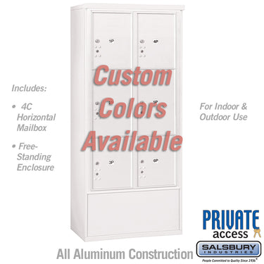 Free-Standing 4C Horizontal Mailbox Unit (Includes 3716D-6PCFP Parcel Locker, 3916D-CST Enclosure and Master Commercial Locks) - Maximum Height Unit (72 1/8 Inches) - Double Column - Stand-Alone Parcel Locker - 2 PL4.5's, 2 PL5's and 2 PL6's - Custom Col